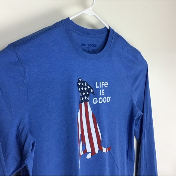 Life Is Good patriotic dog graphic long sleeve tee shirt L - Picture 2 of 10